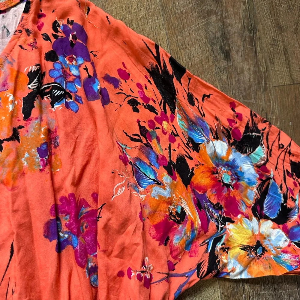 Women's VELZERA Orange Multicolor Floral Mini Dress 3X - Picture 5 of 10
